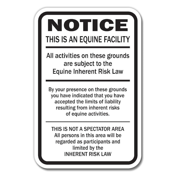 Safety Sign, 12 in Height, Aluminum, 18 in Length, Equine - Supplemental
